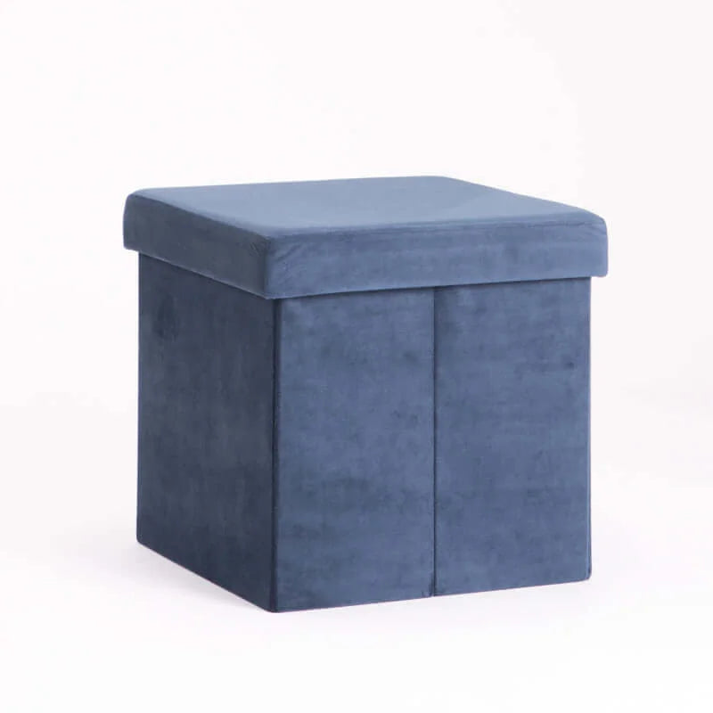 Naome Velvet Single Ottoman - Navy