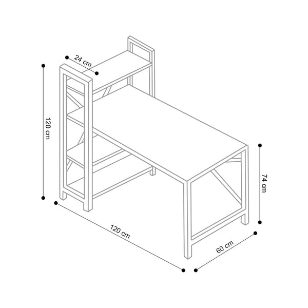 Eydis 120cm Desk With Shelf - Black