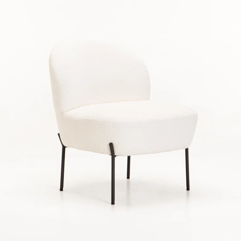 Ojal Boucle Fabric Chair - Cream