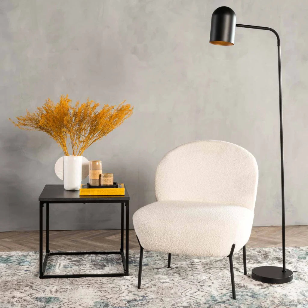 Ojal Boucle Fabric Chair - Cream