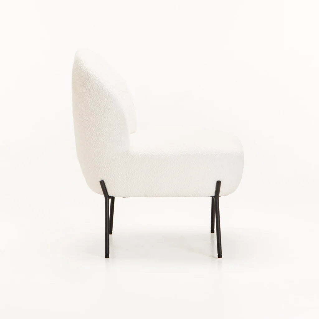 Ojal Boucle Fabric Chair - Cream