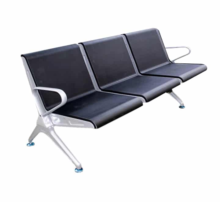 3 Seater Black Plastic Coated Waiting Area Bench