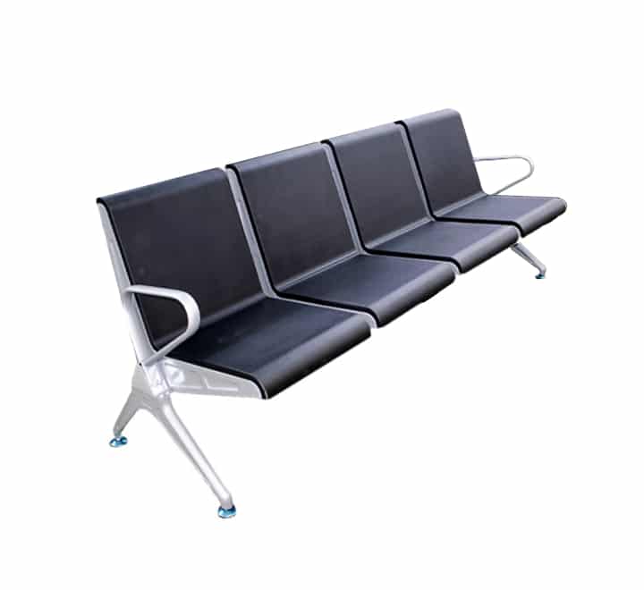 4 Seater Black Plastic Coated Waiting Area Bench