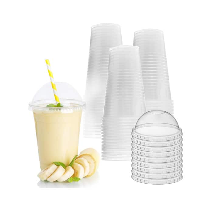 Plastic Smoothie Cups with Dome Lids 50s