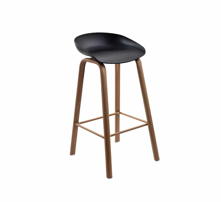 Blake Bar Chair With Oak Finish Metal Legs - Black