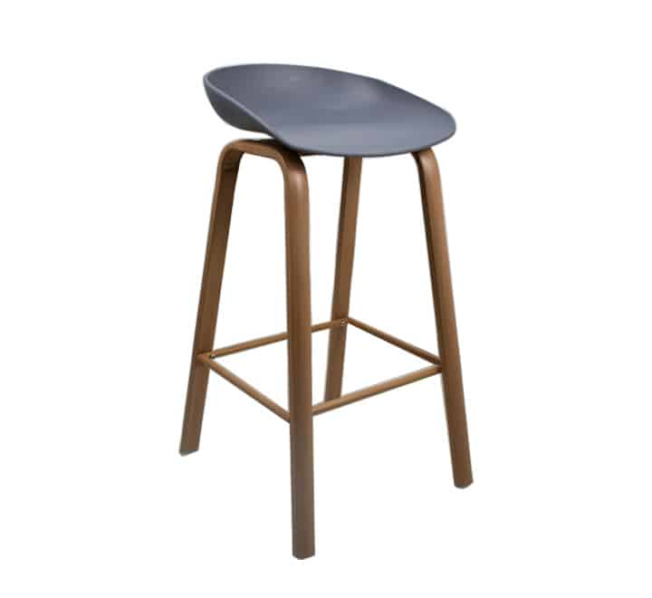 Blake Bar Chair With Oak Finish Metal Legs - Grey