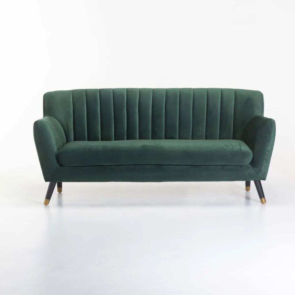 Paera Velvet 3 Seater Couch - Green