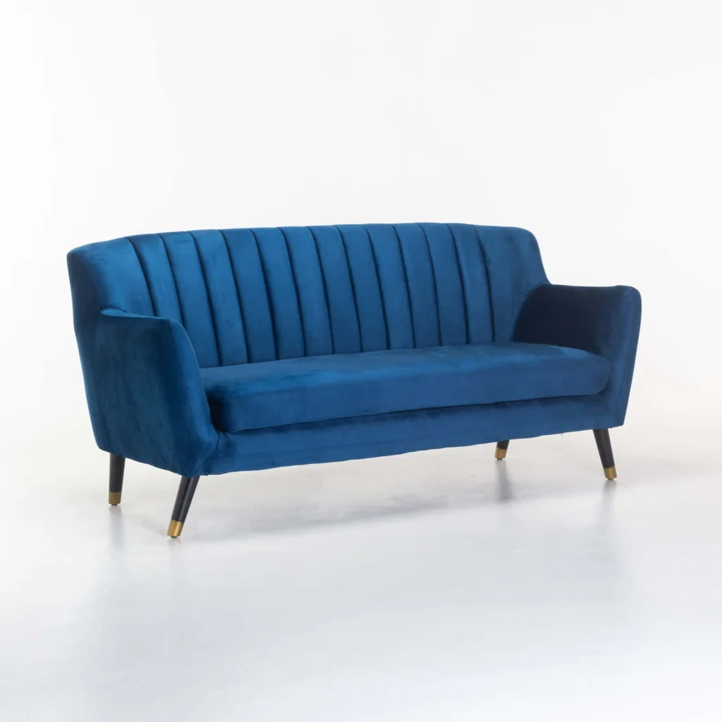 Paera Velvet 3 Seater Couch - Navy
