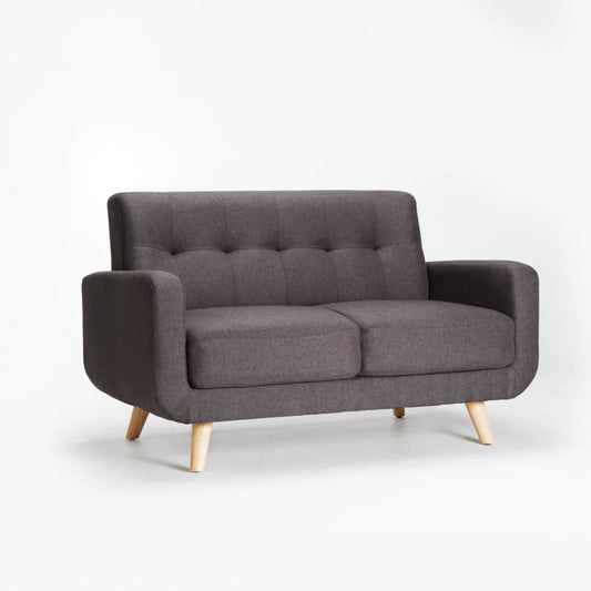 Pejane Fabric 2 Seater Couch - Grey / Nat Leg