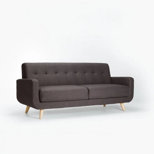 Pejane Fabric 3 Seater Couch - Grey / Nat Leg