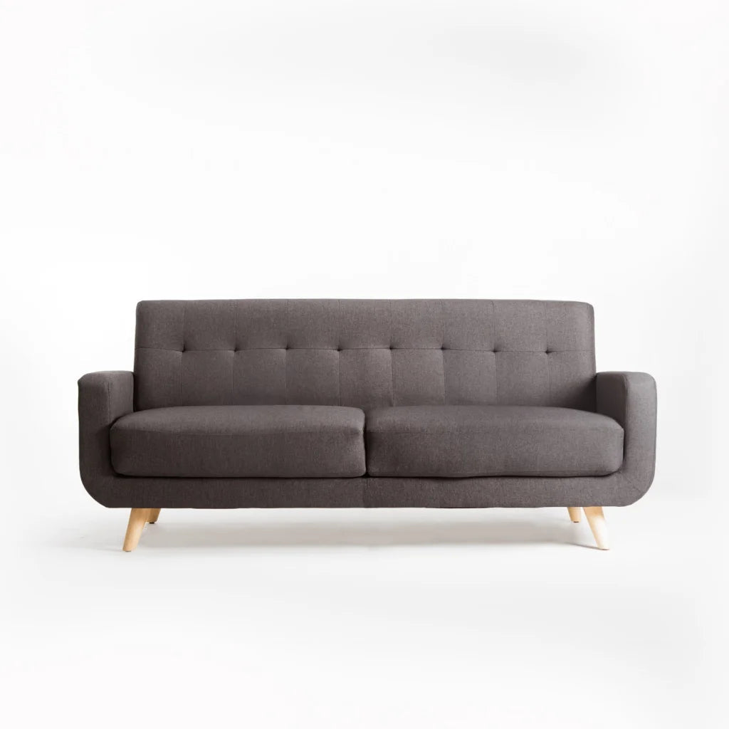 Pejane Fabric 3 Seater Couch - Grey / Nat Leg