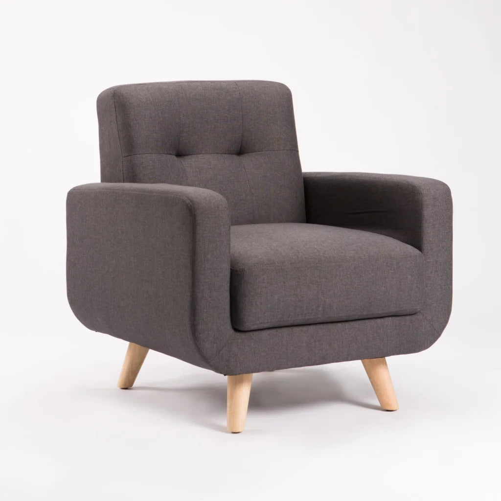 Pejane Fabric Armchair - Grey / Nat Leg
