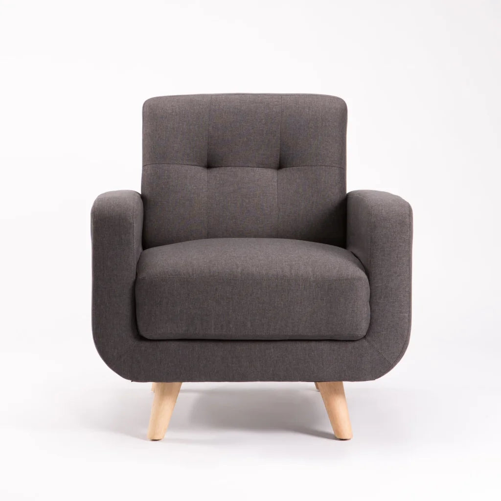 Pejane Fabric Armchair - Grey / Nat Leg