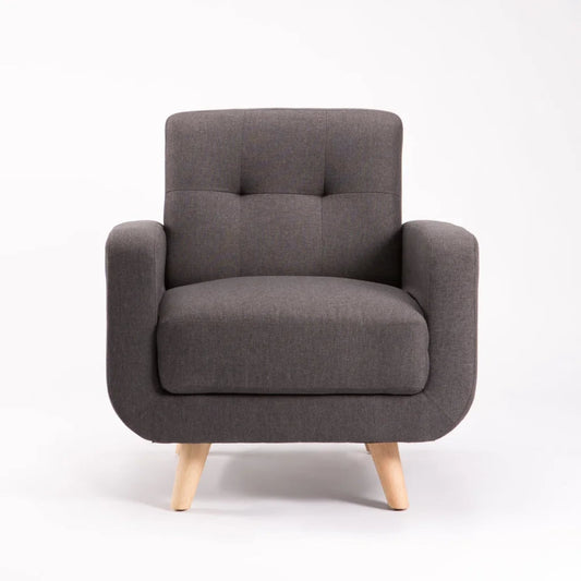 Pejane Fabric Armchair - Grey / Nat Leg