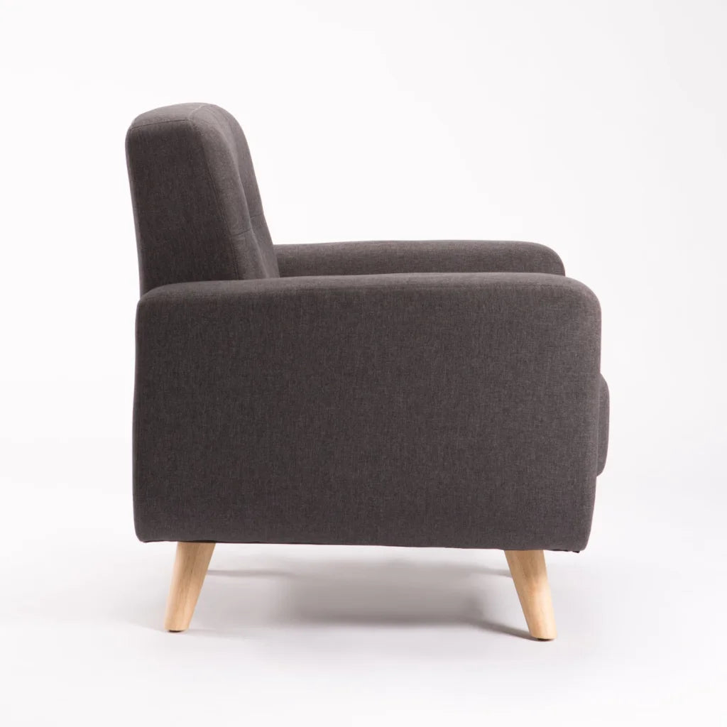 Pejane Fabric Armchair - Grey / Nat Leg