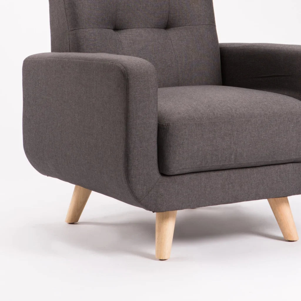 Pejane Fabric Armchair - Grey / Nat Leg