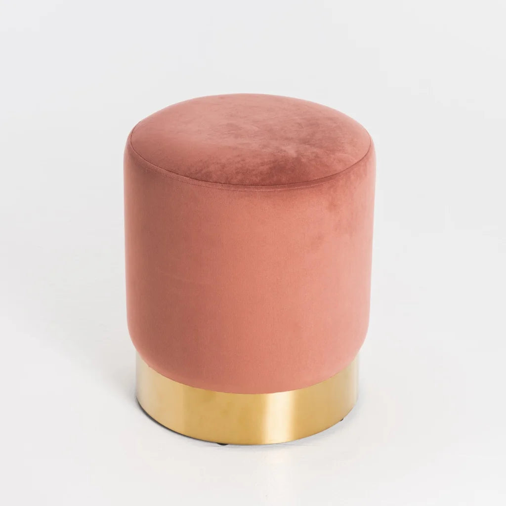 Raikie Velvel Ottoman - Blush