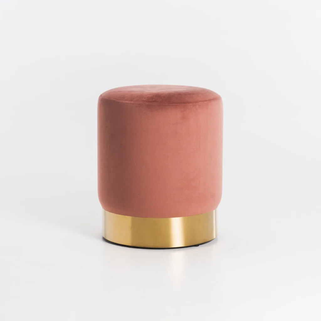 Raikie Velvel Ottoman - Blush