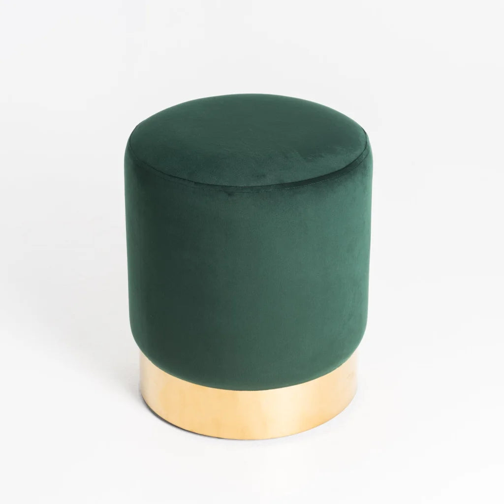 Raikie Velvel Ottoman - Green