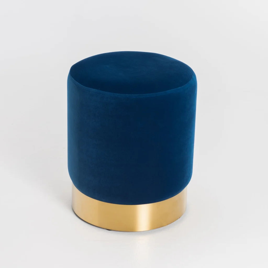 Raikie Velvel Ottoman - Navy