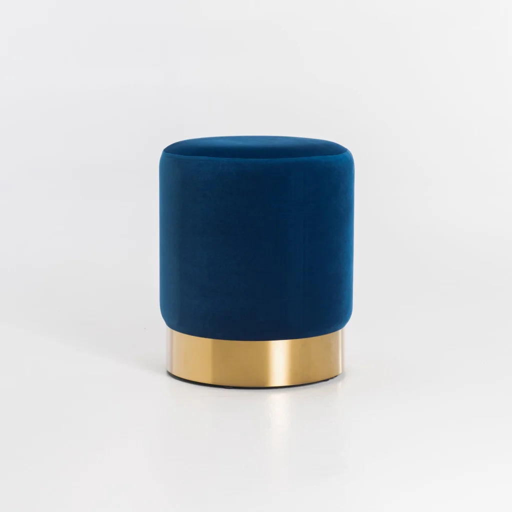 Raikie Velvel Ottoman - Navy