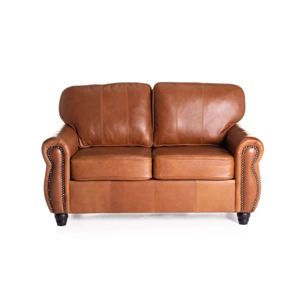 Revue Genuine Leather 2 Seater Couch - Pecan