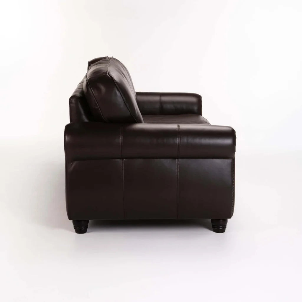 Revue Genuine Leather 3 Seater Couch - Oxblood
