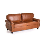 Revue Genuine Leather 3 Seater Couch - Pecan
