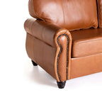 Revue Genuine Leather 3 Seater Couch - Pecan