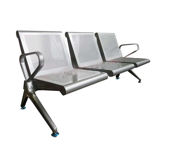 3 Seater Matte Silver Waiting Area Bench