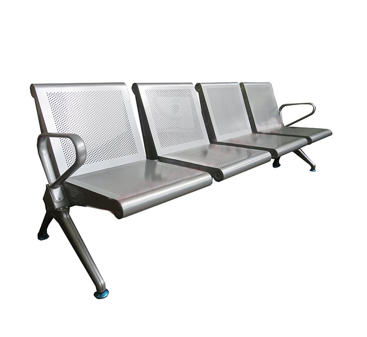 4 Seater Matte Silver Waiting Area Bench