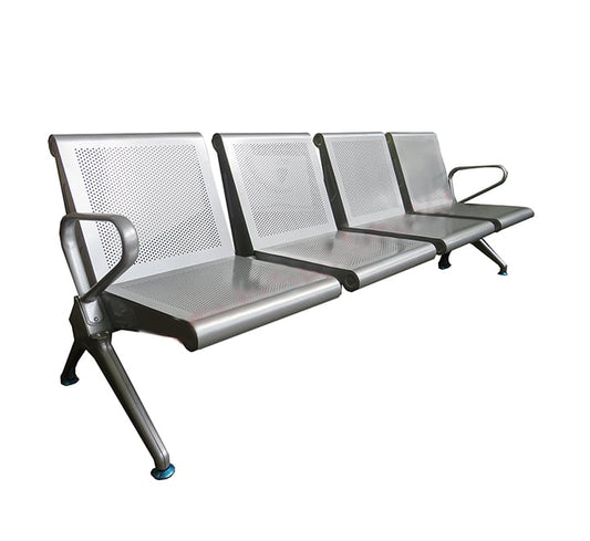 4 Seater Matte Silver Waiting Area Bench