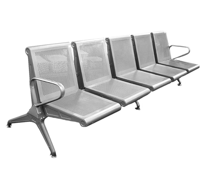 5 Seater Matte Silver Waiting Area Bench