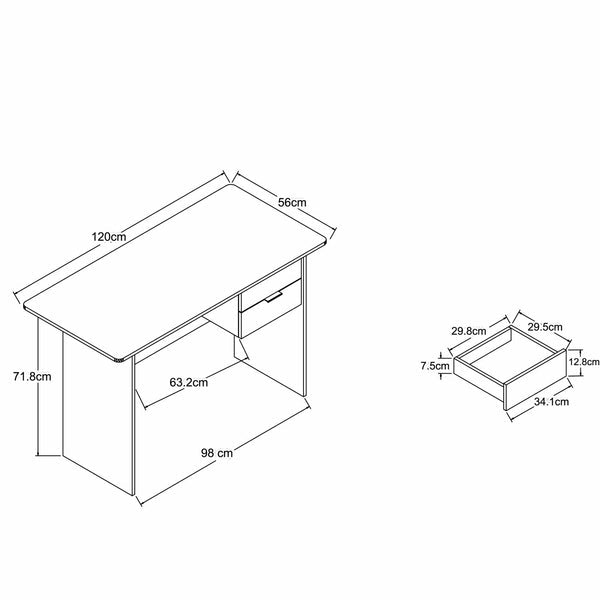 Keir 120cm 2 Drawer Desk - Walnut