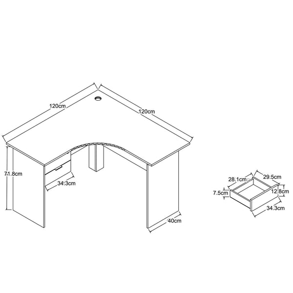 Keir 120cm 2 Drawer Corner Desk - Walnut