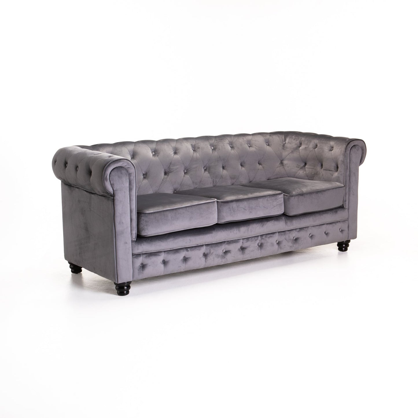 Shapidio Velvet 3 Seater Couch - Grey