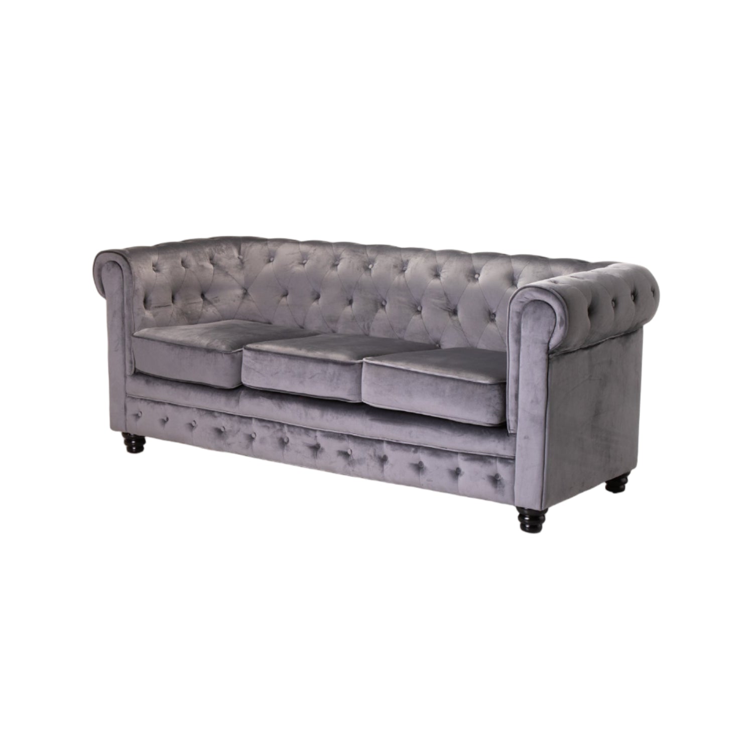 Shapidio Velvet 3 Seater Couch - Grey
