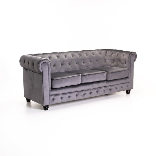 Shapidio Velvet 3 Seater Couch - Grey