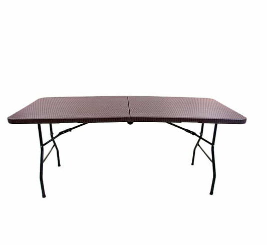 Rattan Folding Table Dark Brown 180cm