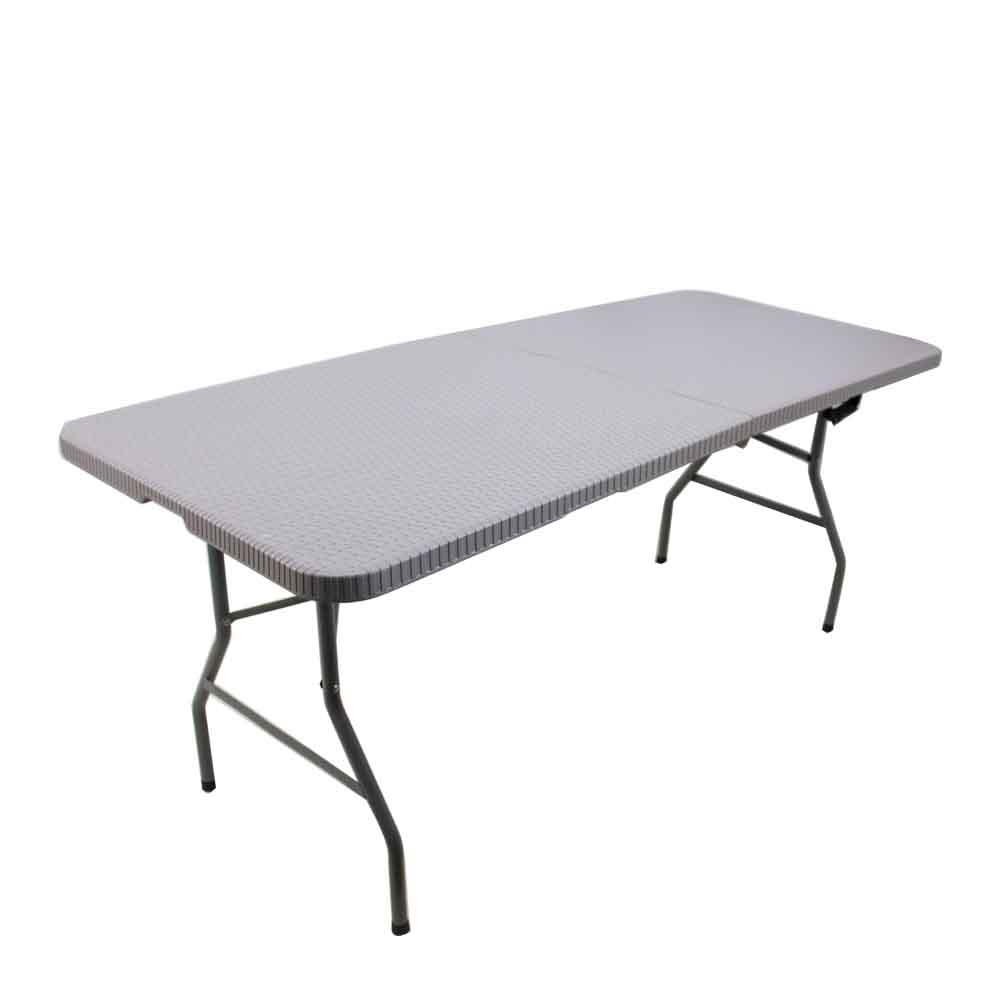 Rattan Folding Table Light Grey 180cm