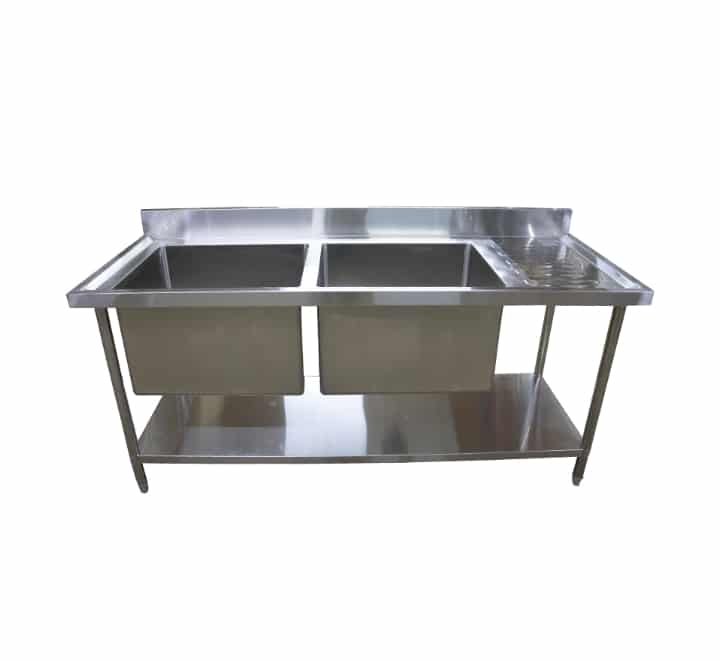 1.8m Double Bowl Sink Stainless with Undershelf