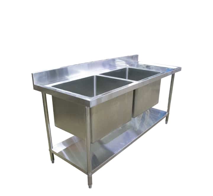 1.8m Double Bowl Sink Stainless with Undershelf