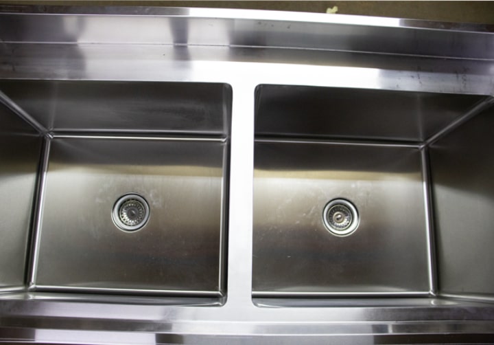 1.8m Double Bowl Sink Stainless with Undershelf