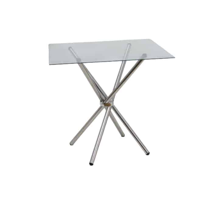 Square Glass Cafe Table Metal Legs