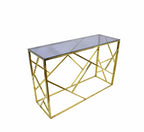 Console Glass Table Gold Metal Legs 1.2m