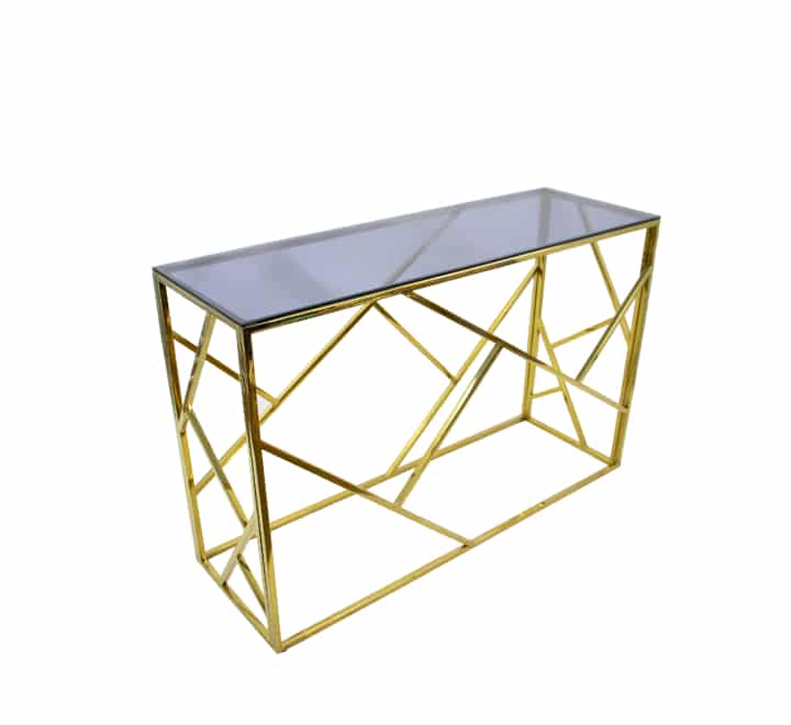 Console Glass Table Gold Metal Legs 1.2m