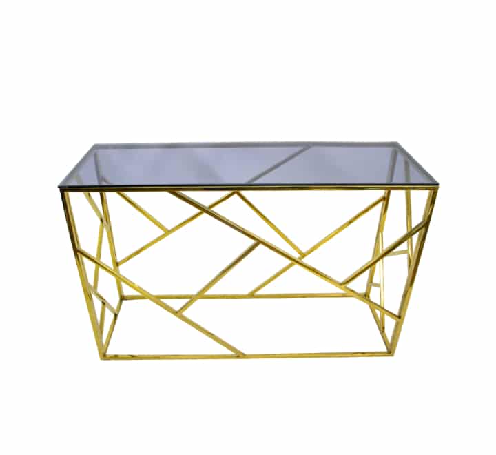 Console Glass Table Gold Metal Legs 1.2m