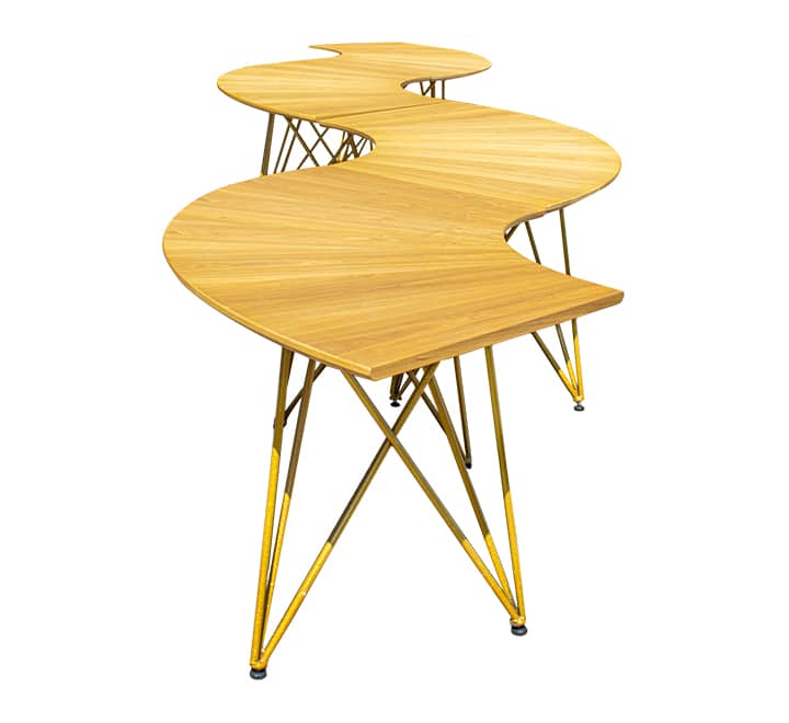4pc Serpentine Wooden Top Table
