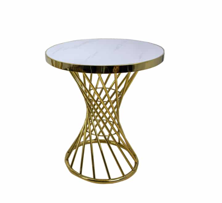 Side Table Marble Look Gold Base