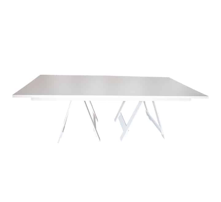 White Wooden Table with Trestle Legs 2.4m